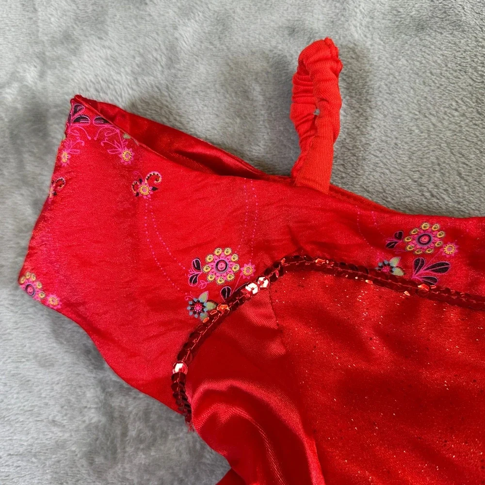 Disney Parks Elena of Avalor Red Floral Princess Costume Dress Girls Small 8A